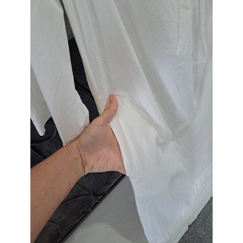 New Frances Valentine White Cotton Poplin Easy Dress  Nubs Lagenlook Pockets M - Picture 8 of 16